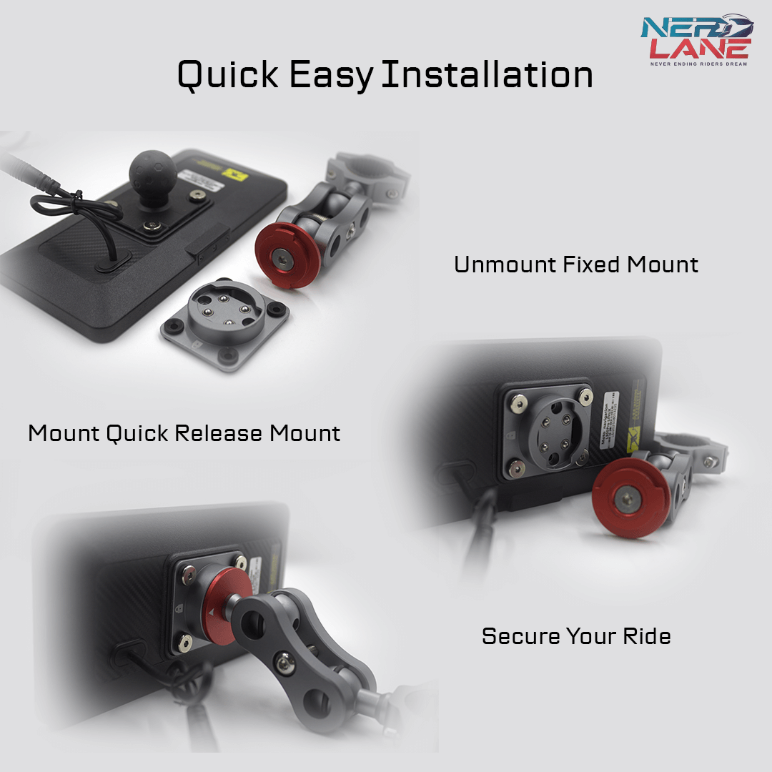 MotoPlay Quick release mount for product security.