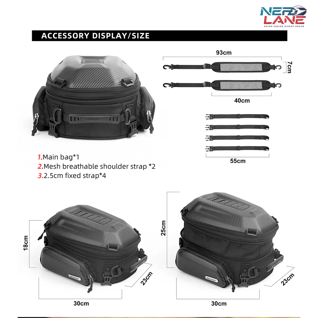 Rhinowalk 12–18L Motorcycle Hard Shell Tail Bag (MTR4001KC)