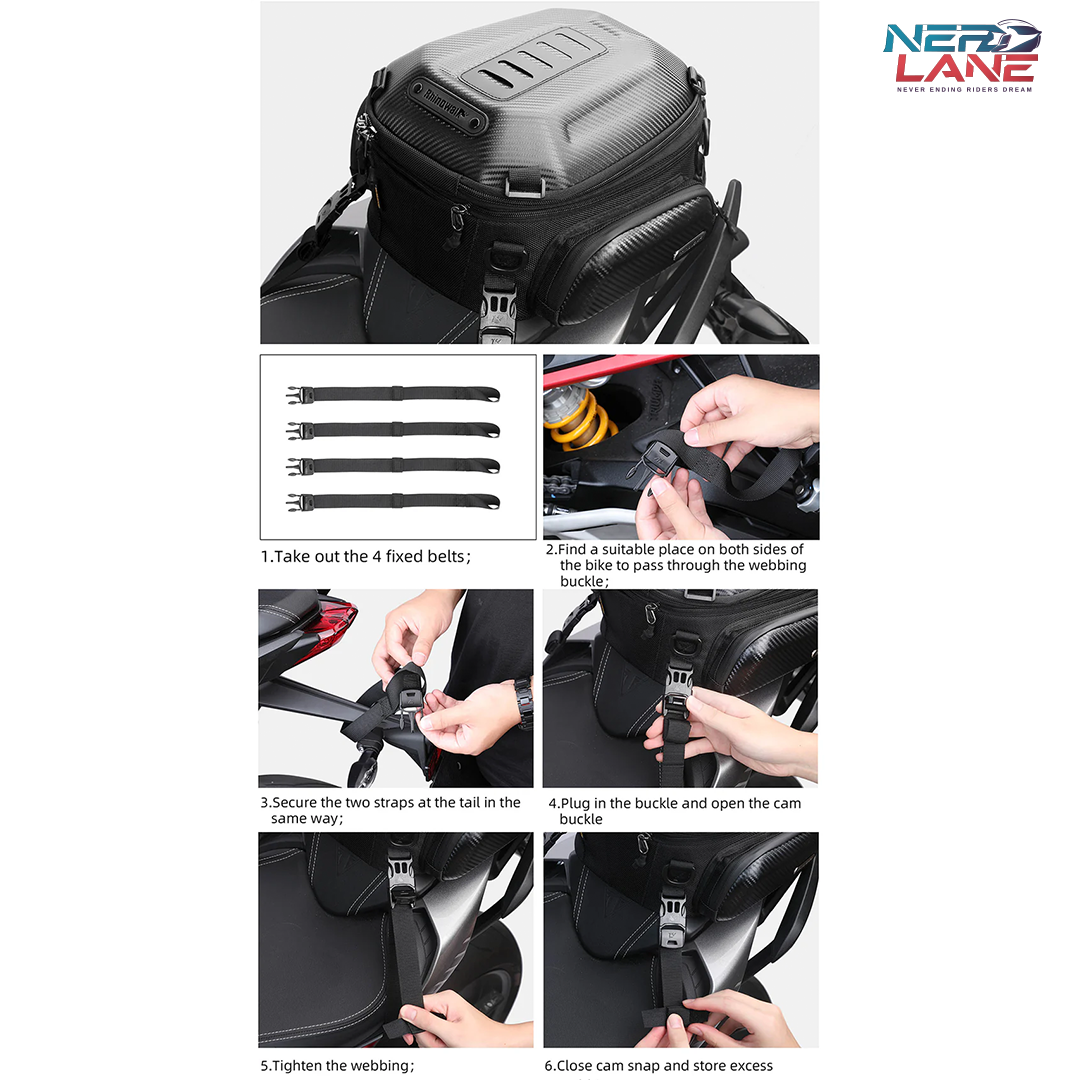 Rhinowalk 12–18L Motorcycle Hard Shell Tail Bag (MTR4001KC)