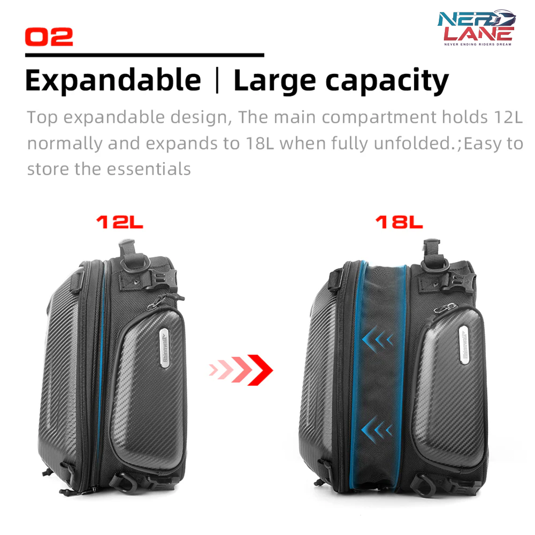 Rhinowalk 12–18L Motorcycle Hard Shell Tail Bag (MTR4001KC)