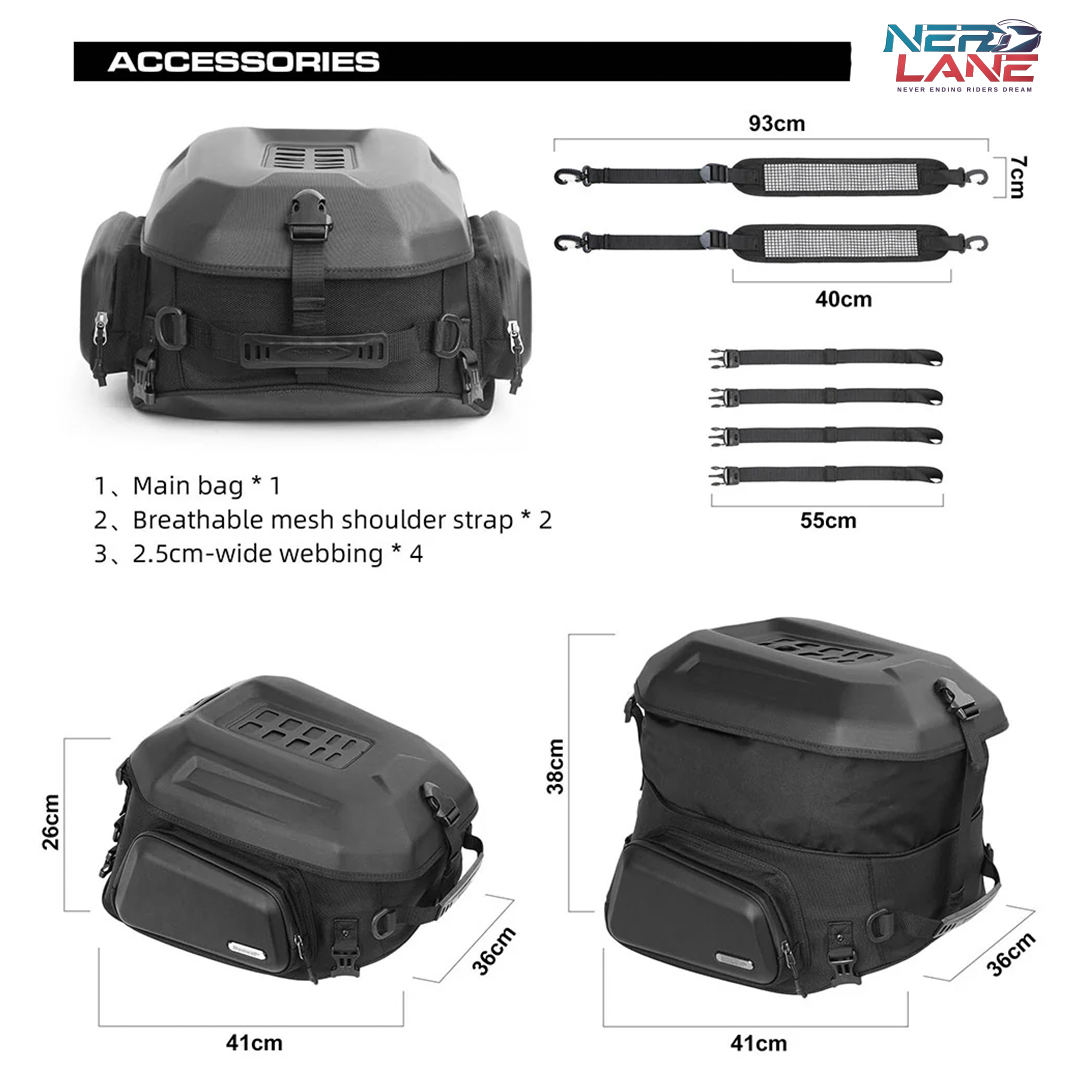 Rhinowalk 23L–35L Expandable Hard Shell Tail Bag (MT2335KC)