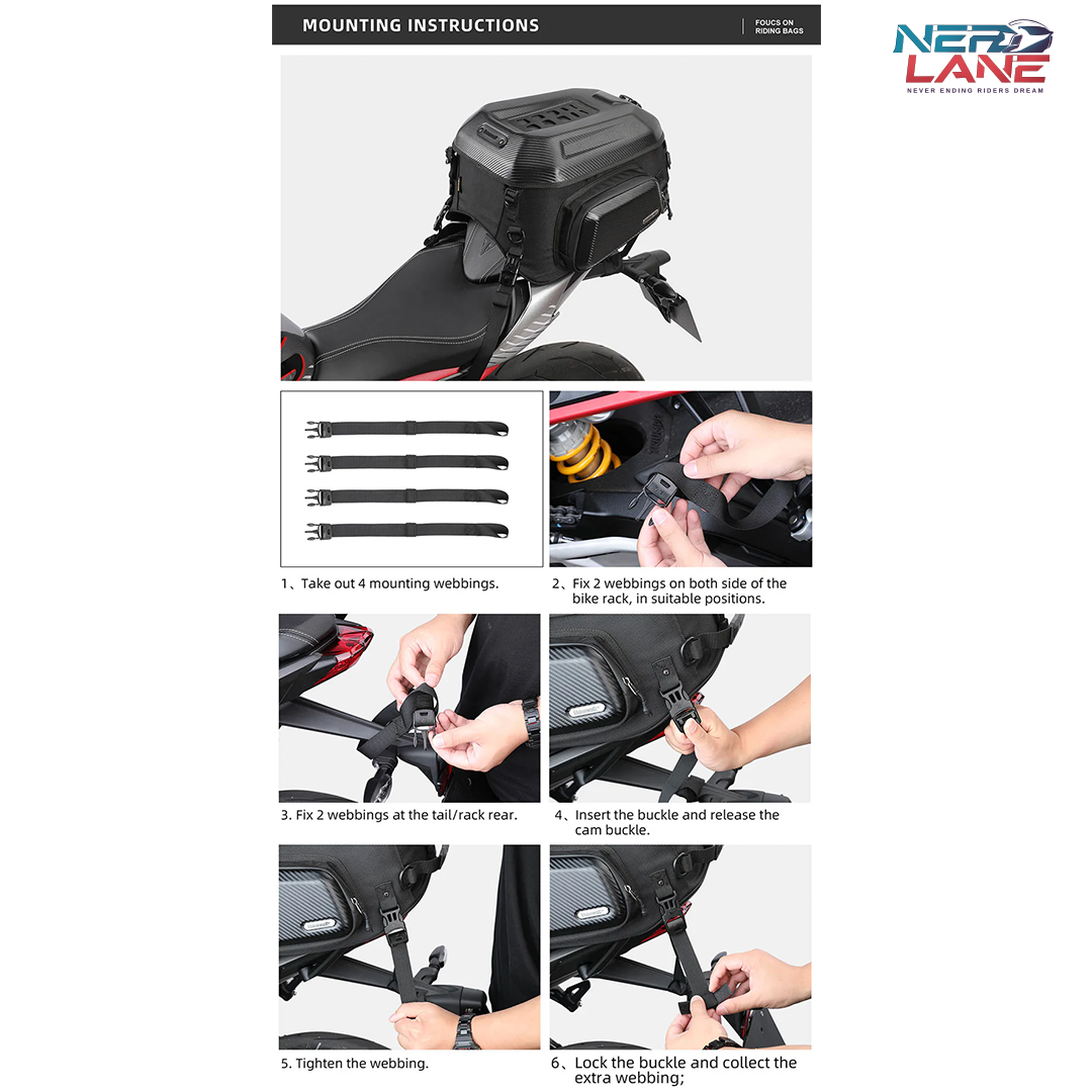 Rhinowalk 23L–35L Expandable Hard Shell Tail Bag (MT2335KC)