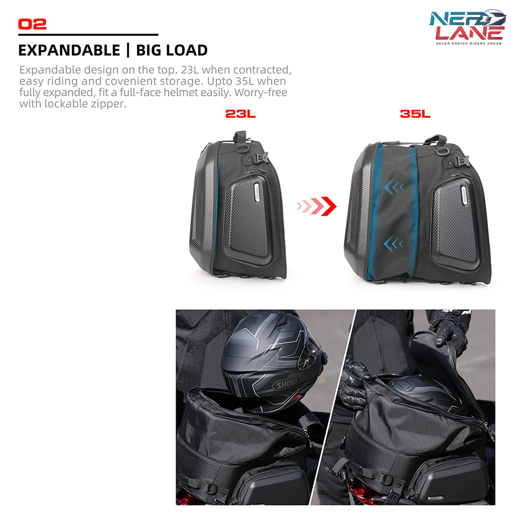 Rhinowalk 23L–35L Expandable Hard Shell Tail Bag (MT2335KC)