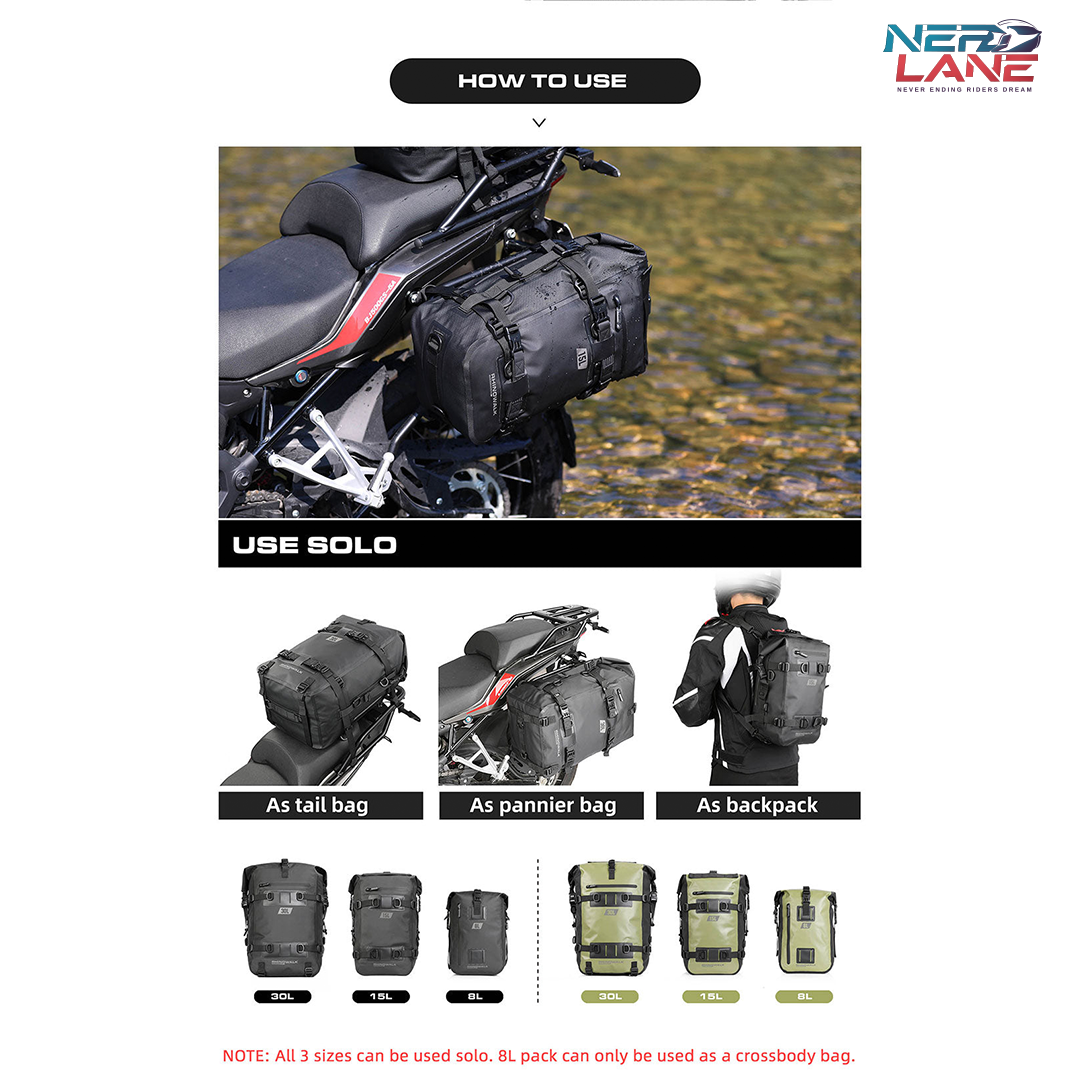 Rhinowalk 15L Motorcycle Waterproof Tail Bag (MT2215BK)