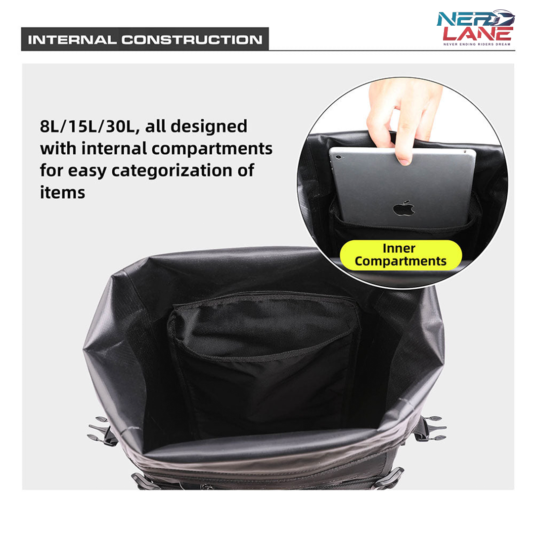 Rhinowalk 15L Motorcycle Waterproof Tail Bag (MT2215BK)