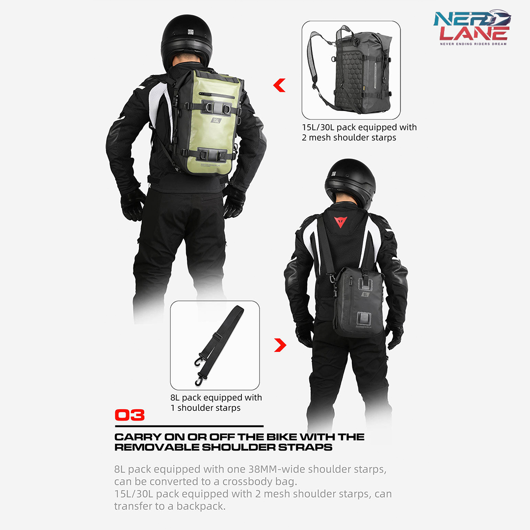Rhinowalk 15L Motorcycle Waterproof Tail Bag (MT2215BK)
