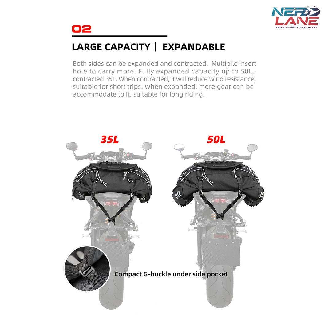 Rhinowalk 35-50L Motorcycle Tail Bag (MT3550)