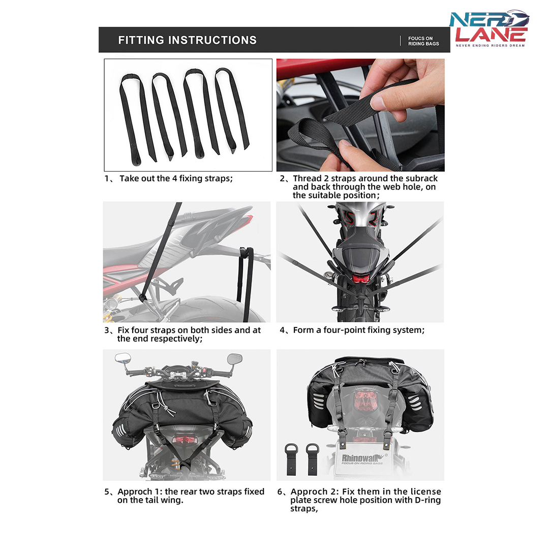 Rhinowalk 35-50L Motorcycle Tail Bag (MT3550)