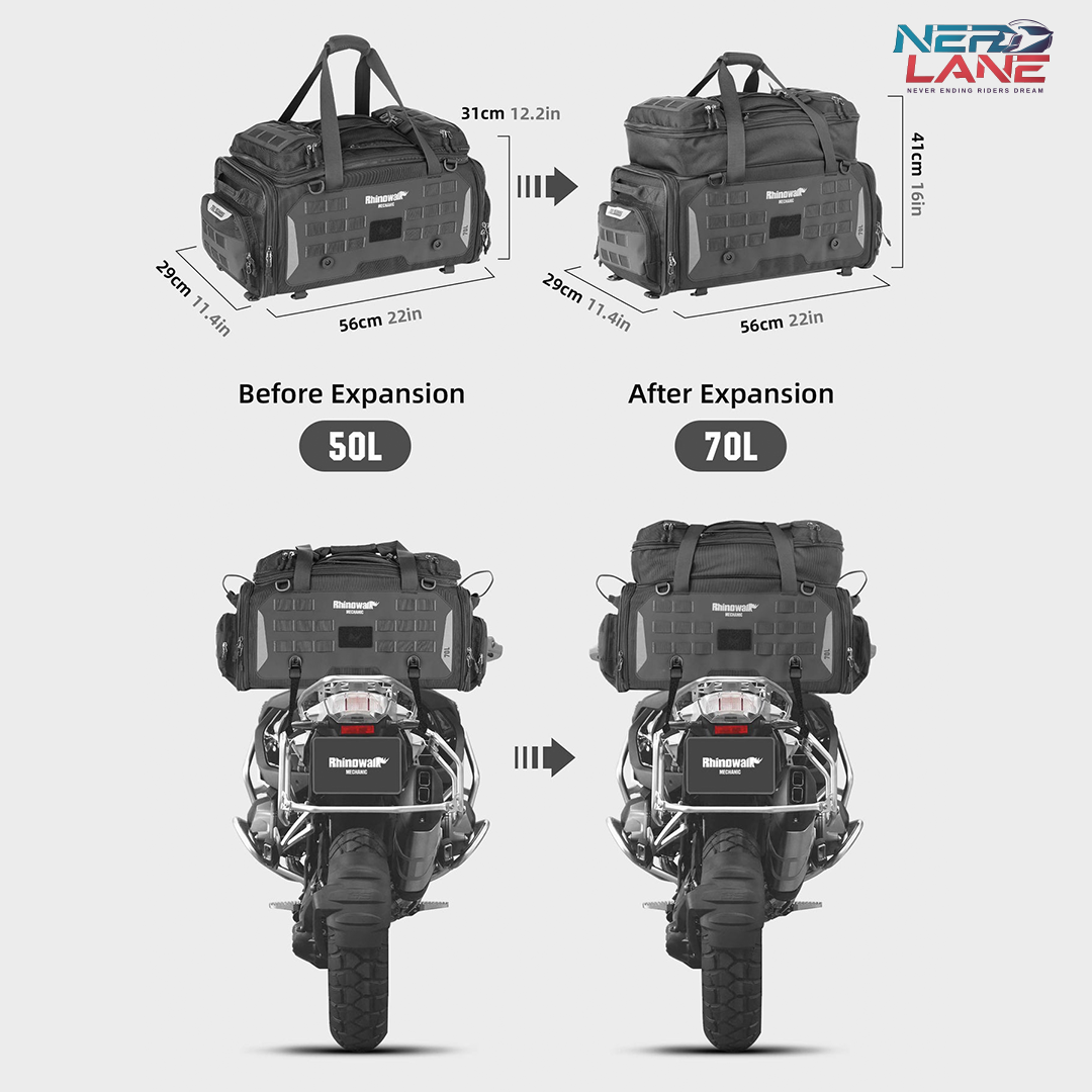 Rhinowalk 50-70L Motorcycle Tail Seat Bag (MJX2003)