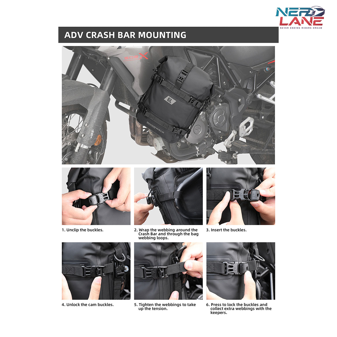 Rhinowalk 6L Waterproof Crash Bar Bags (MT2206BK) (Single Unit)