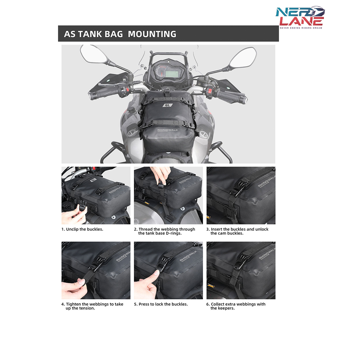 Rhinowalk 6L Waterproof Crash Bar Bags (MT2206BK) (Single Unit)