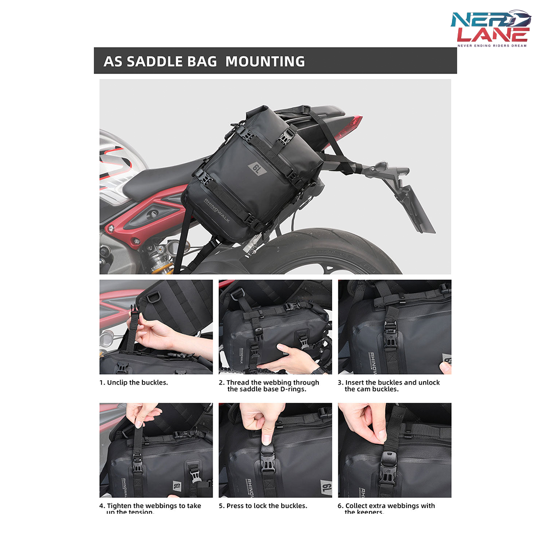Rhinowalk 6L Waterproof Crash Bar Bags (MT2206BK) (Single Unit)