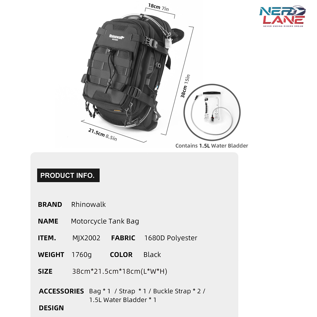 Rhinowalk Mechanics Series 9L Tank Bag (MJX2002)