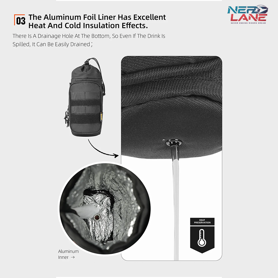 Rhinowalk Insulated Drink Holder for Motorcycle (MJX2006BK)