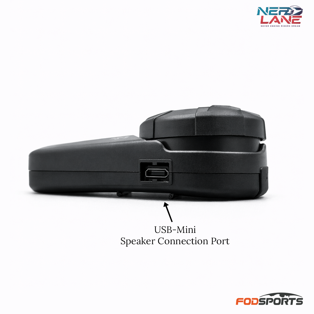 FodSports FX-S with USB-mini speaker connection port on a white background