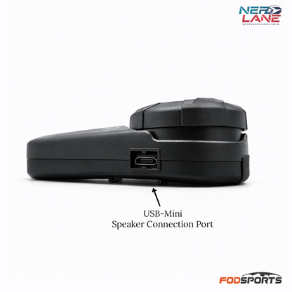 FodSports FX-S with USB-mini speaker connection port on a white background