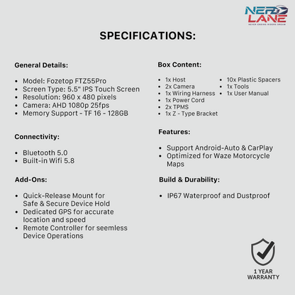 Fozetop Product specifications