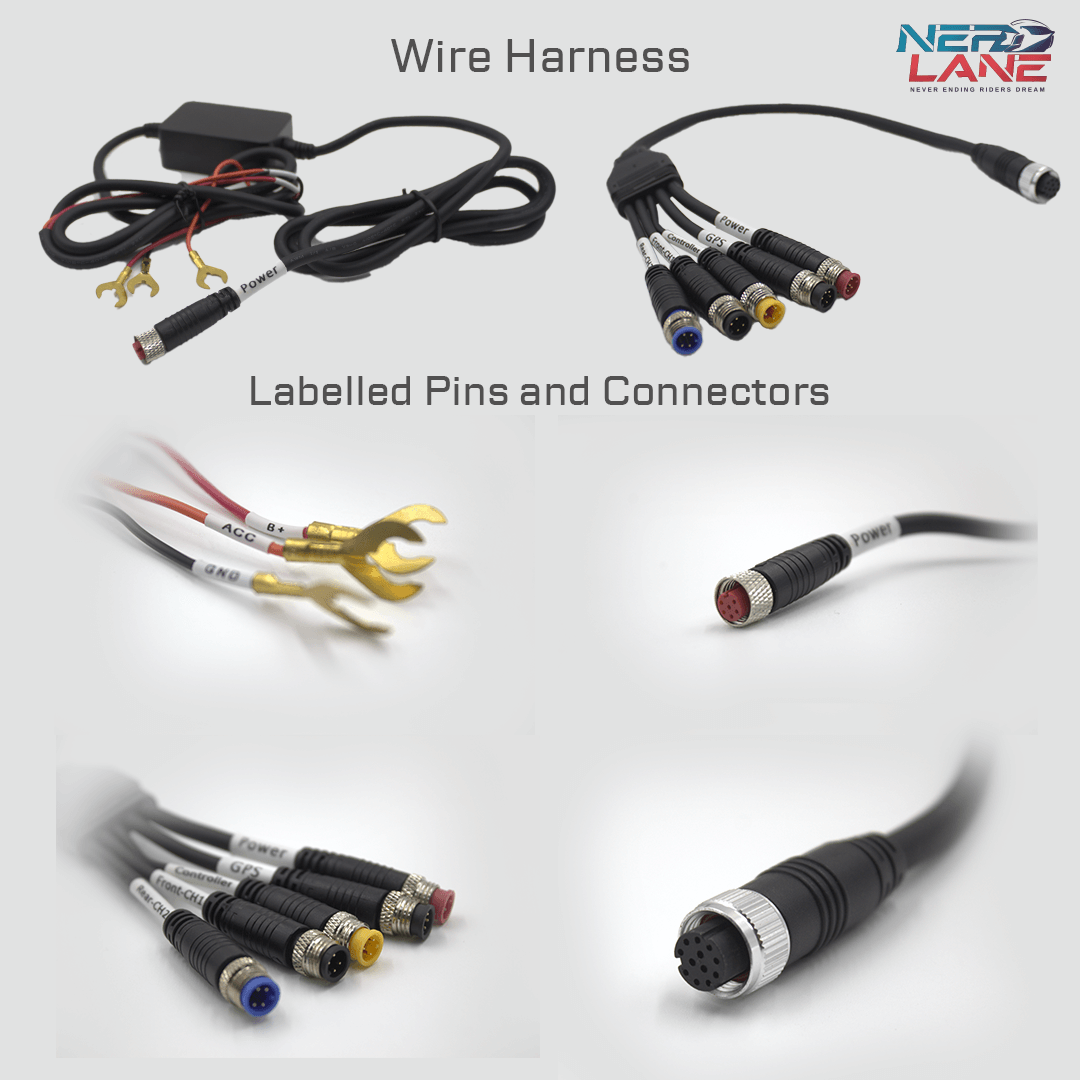 Fozetop Wire harness with labelled pins and waterproof connectors