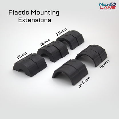 Fozetop Set of black plastic mounting extensions with measurements