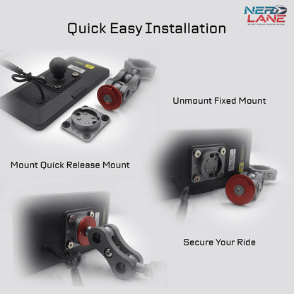 MotoPlay Quick release mount for product security.
