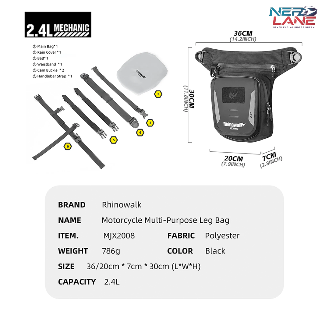 Rhinowalk 2.4L Multifunctional Leg Bag / Tank Bag (MJX2008BK)