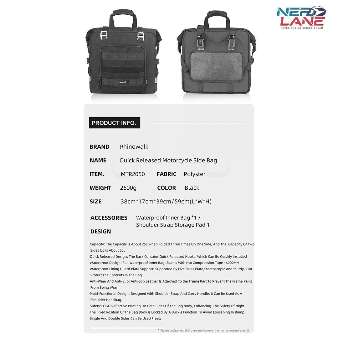 Rhinowalk 25L Quick Release Bag (MTR2050) (Pair Set)