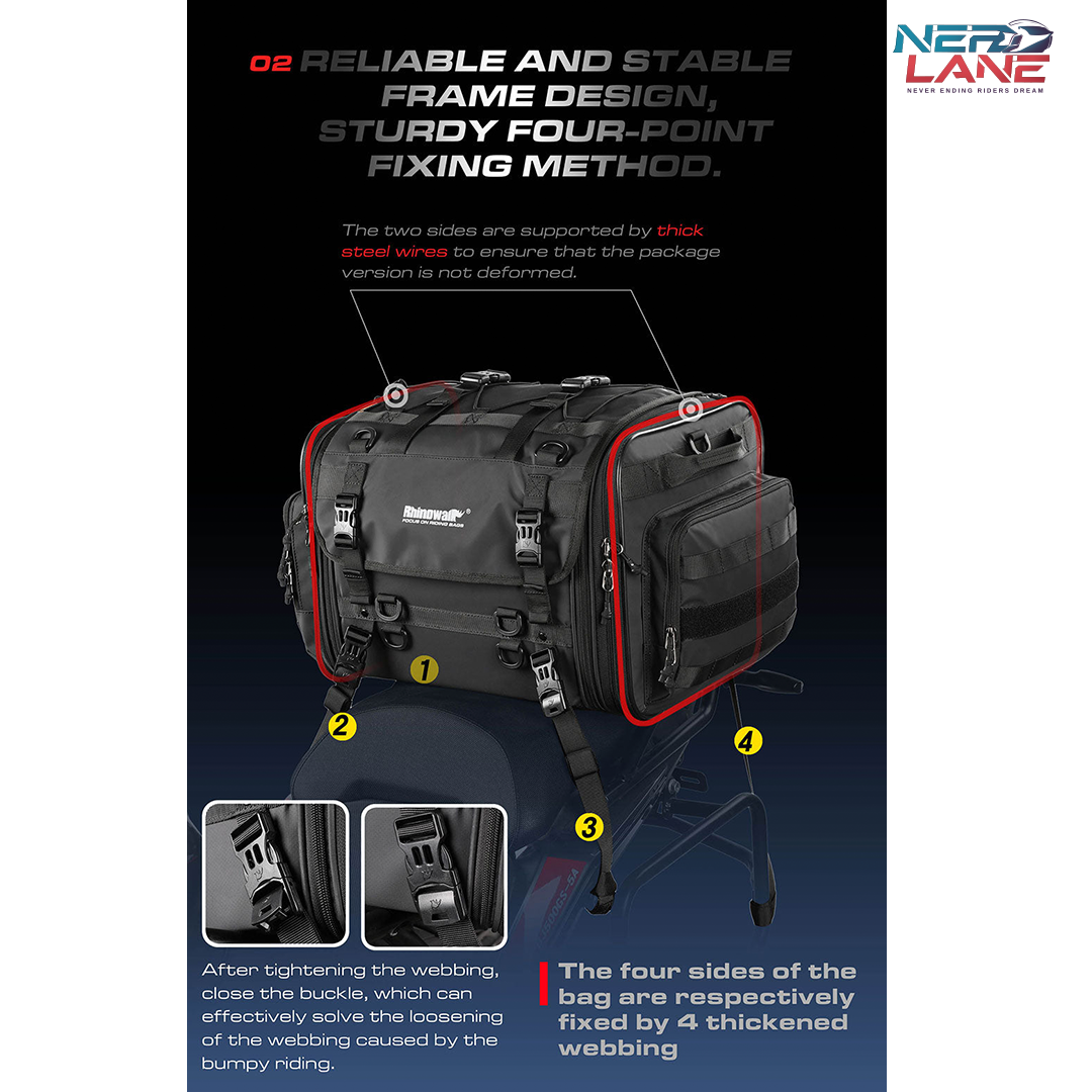 Rhinowalk 40-60L Motorcycle TailBag (MT4060)