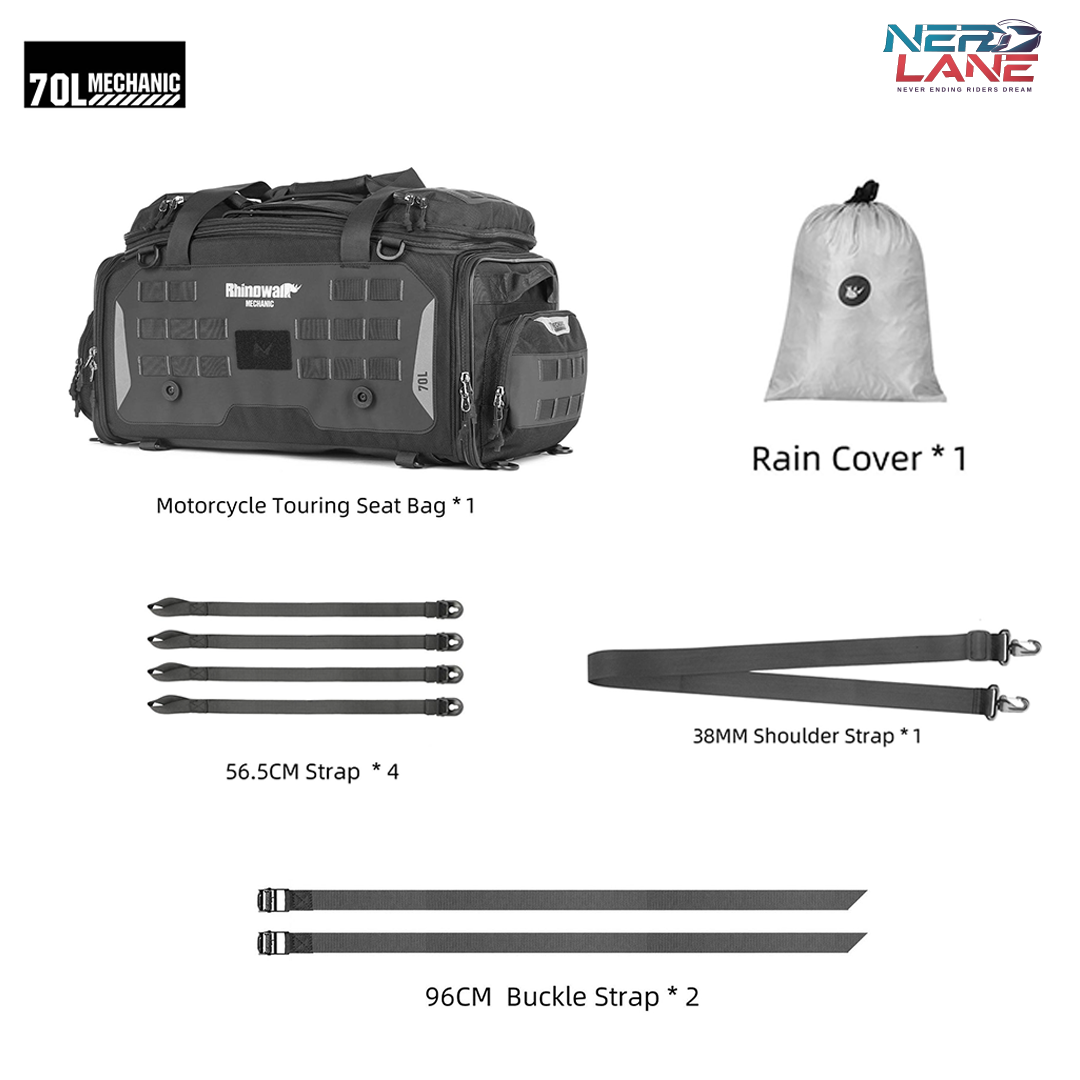 Rhinowalk 50-70L Motorcycle Tail Seat Bag (MJX2003)