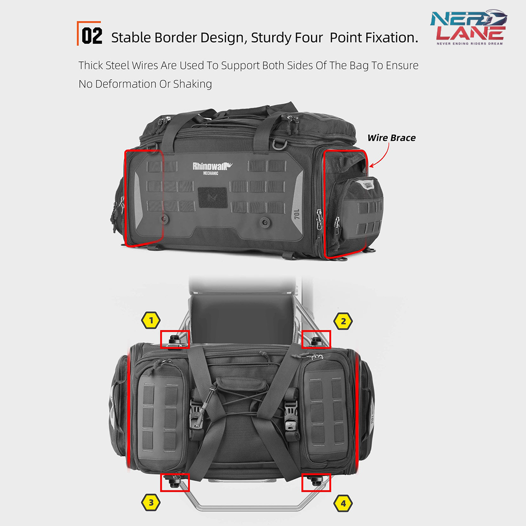 Rhinowalk 50-70L Motorcycle Tail Seat Bag (MJX2003)