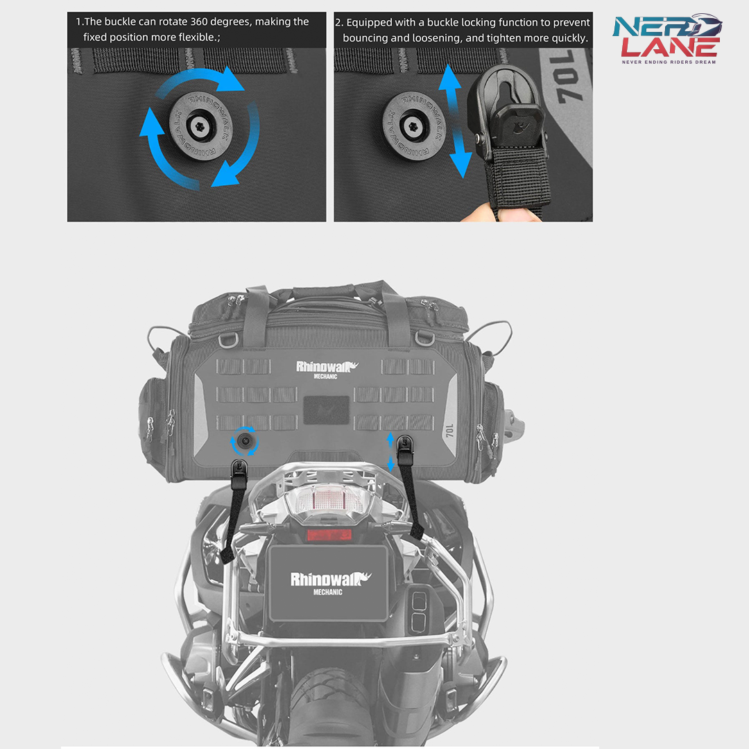 Rhinowalk 50-70L Motorcycle Tail Seat Bag (MJX2003)