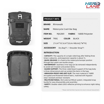 Rhinowalk Mechanic Series – 6L Waterproof Crash Bar Bags (MJX2001BK)