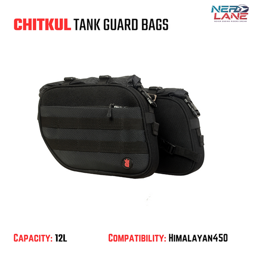 RiderZone 12L Chitkul tank guard bags with compatibility and capacity details 