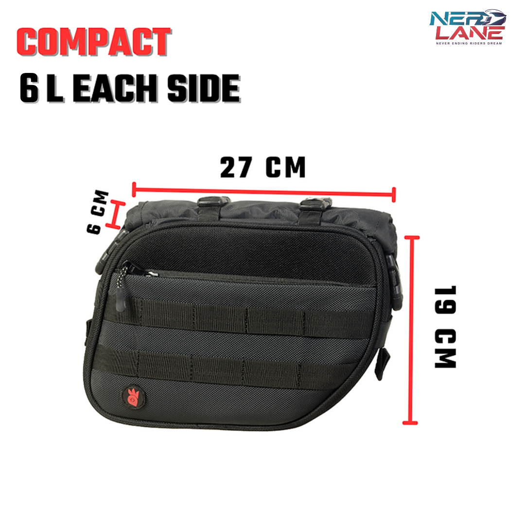 RiderZone 12L Chitkul tank guard bags with measurements 6L each side