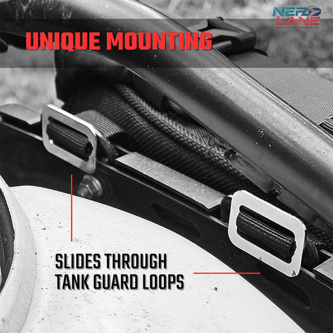 RiderZone 12L Chitkul tank guard bags Unique Mounting Slides through tank guard loops