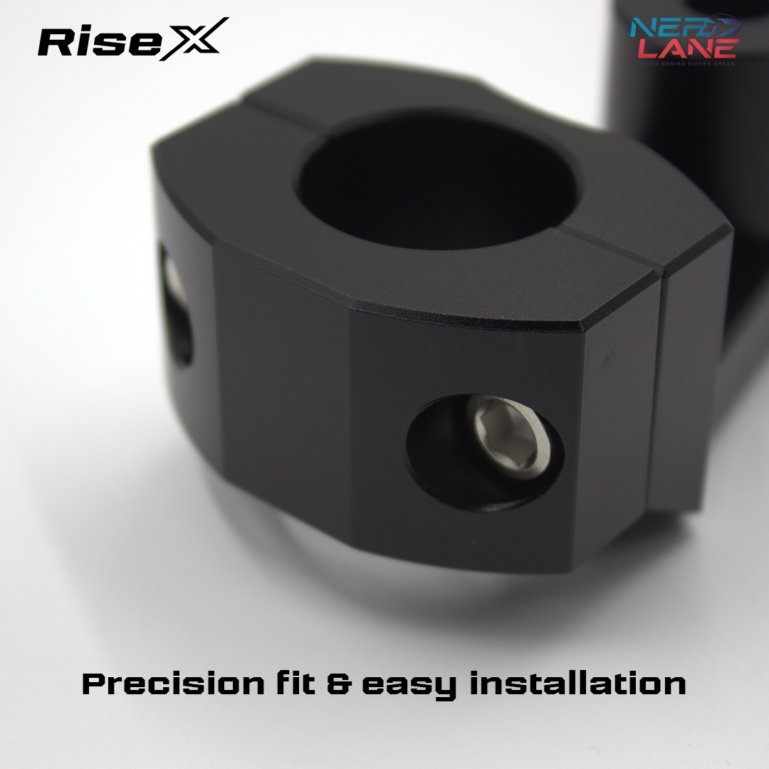 Black Risers with 'RiseX' branding on a white background