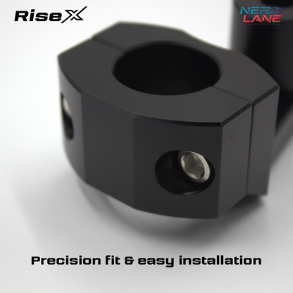 Black Risers with 'RiseX' branding on a white background