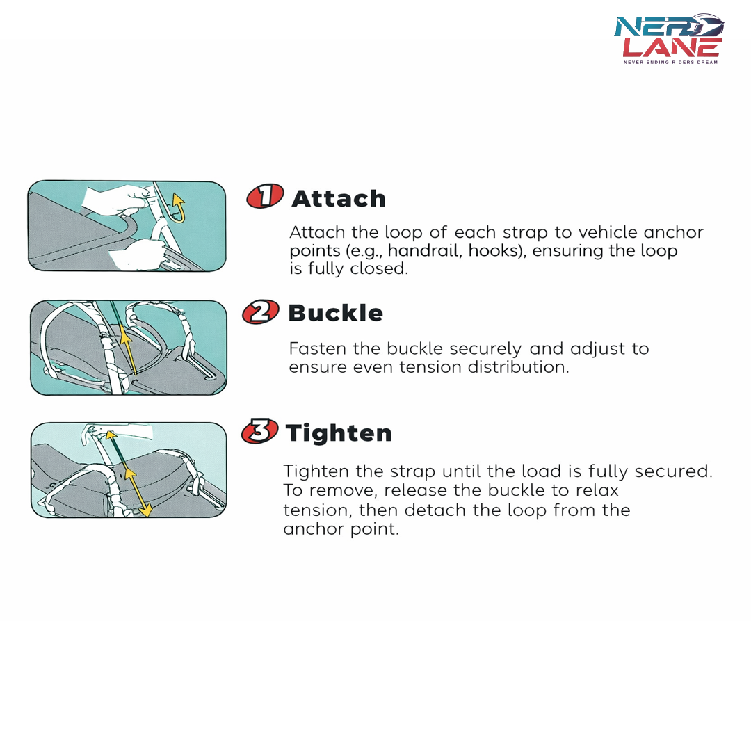 Osah Drypak Stretch Straps – Adjustable Motorcycle Luggage Straps (55” / 1400mm)